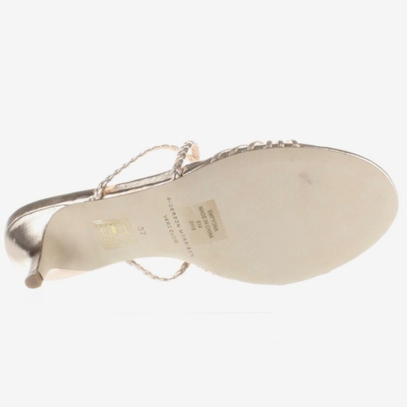 Sigerson Morrison Fyona Mccipria Heeled Mule Sandals Gold Leather Pump Heels 37 - Picture 6 of 9